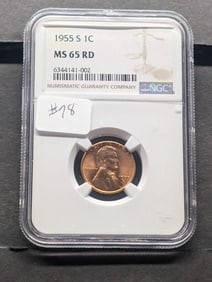 1955-S Lincoln Wheat Cent NGC Graded MS65 RD