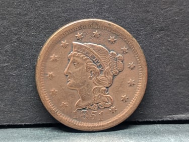 1851 Braided Hair Large Cent. GORGEOUS