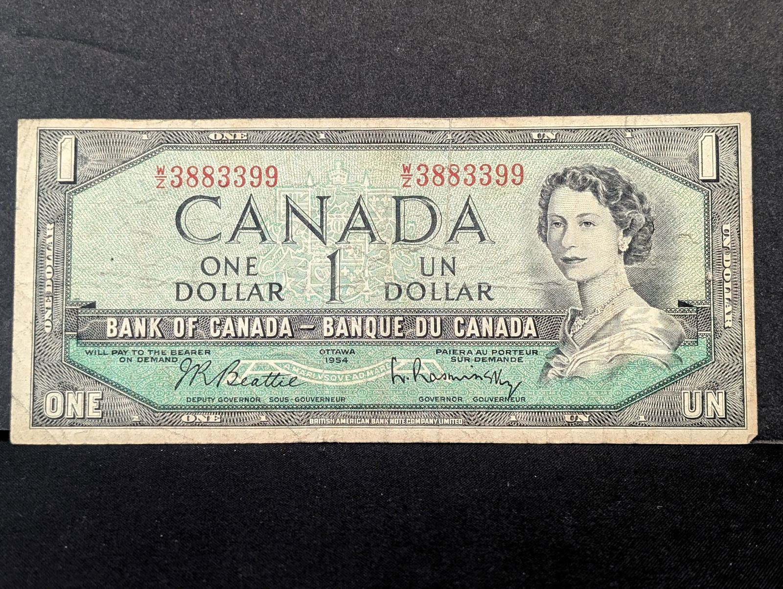 1954 Ottawa Canada $1 Bank Note (1 of 3)