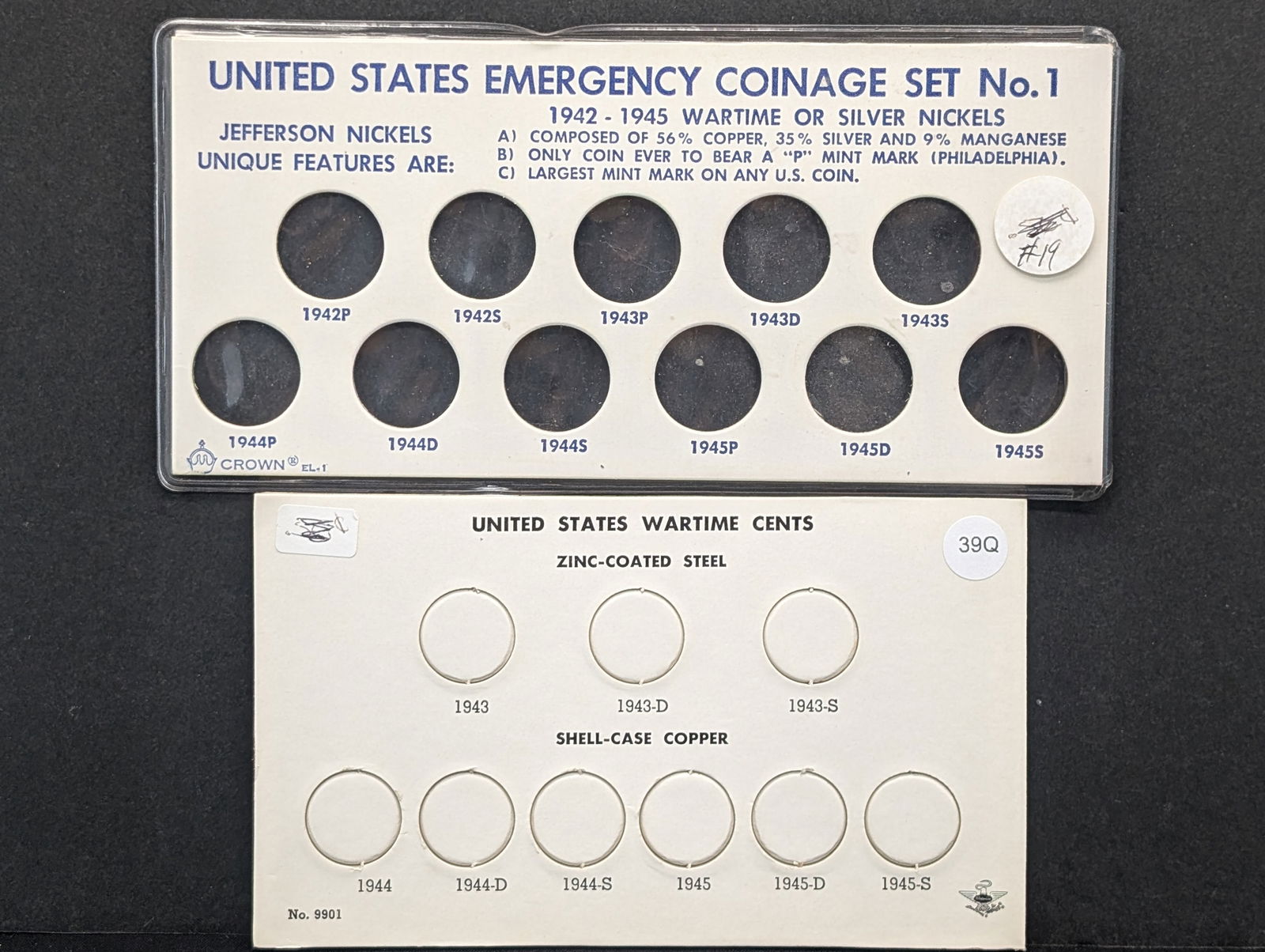 U.S. Wartime Cents + Wartime Nickels Type Set Holders (1 of 2)