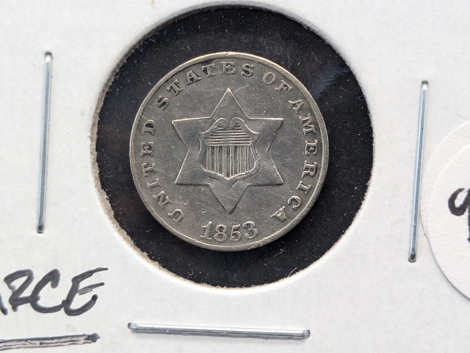 RARE 1853 Silver 3 Cent Piece. Rare in this grade (1 of 3)