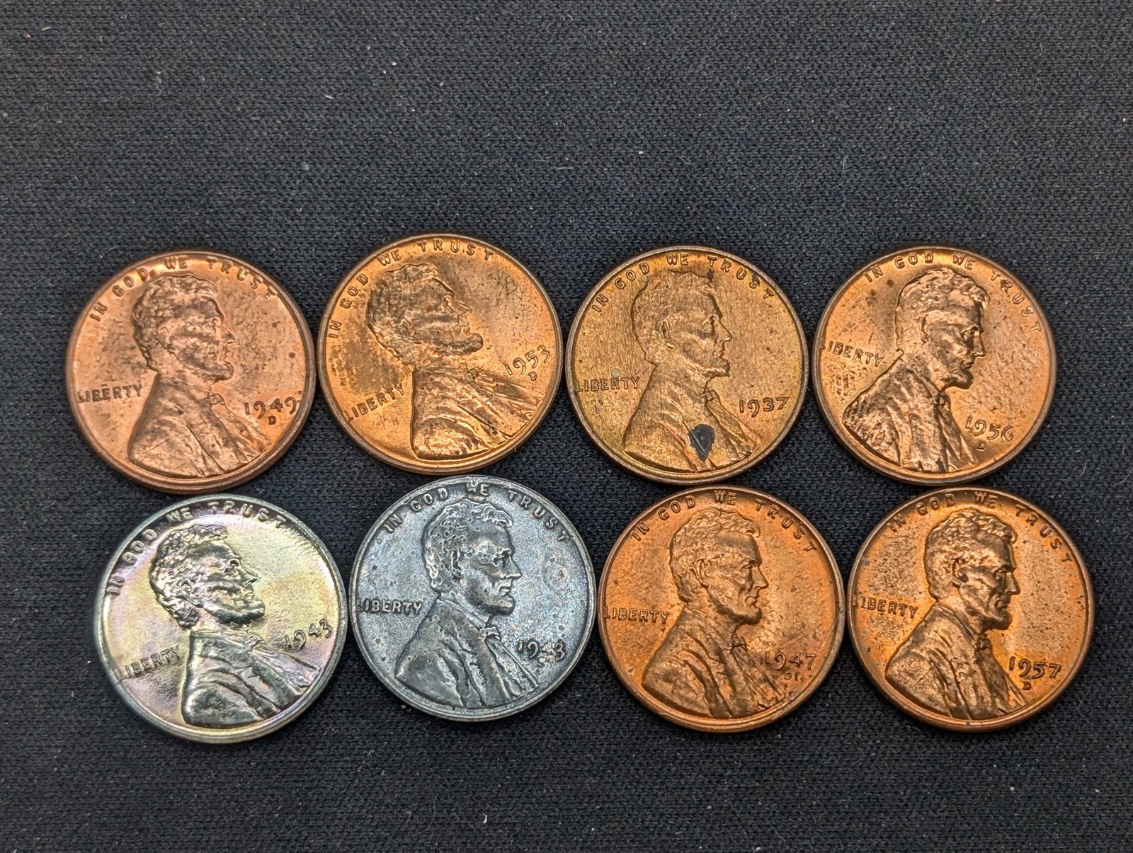 (8) AU-BU Red Lincoln Wheat Cents 30s-50s (1 of 2)
