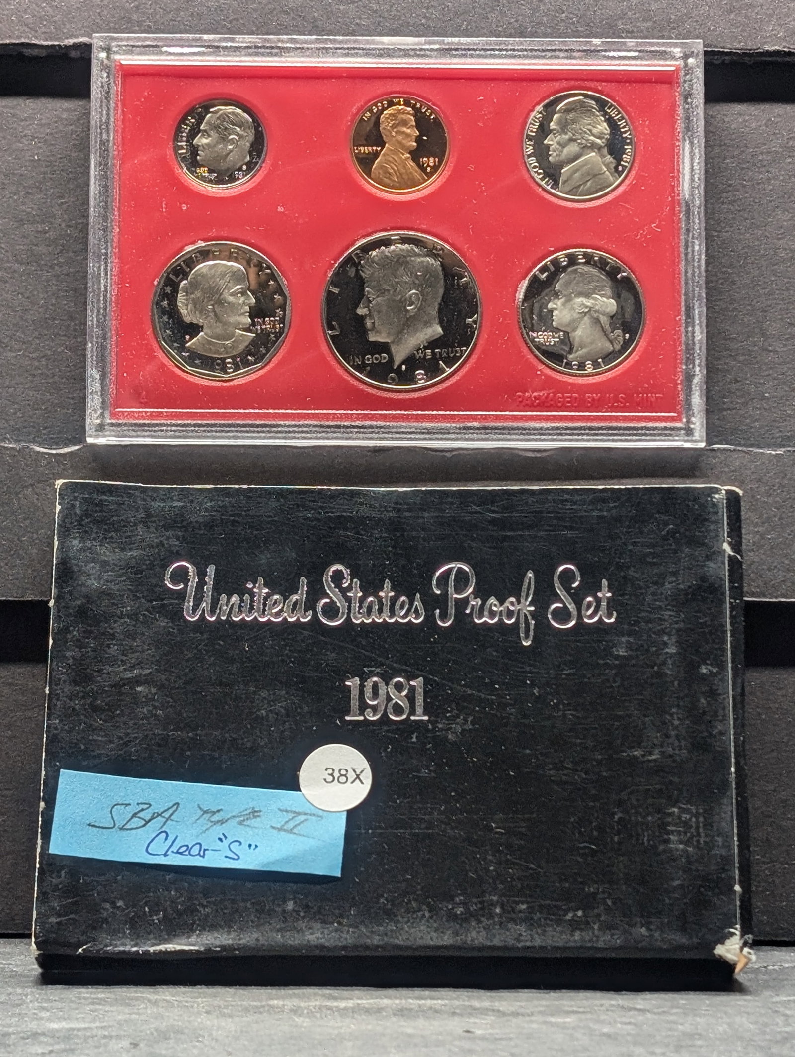 1981-S US Proof Set Type 2 w/Clear " S" On the SBA Dollar (1 of 6)