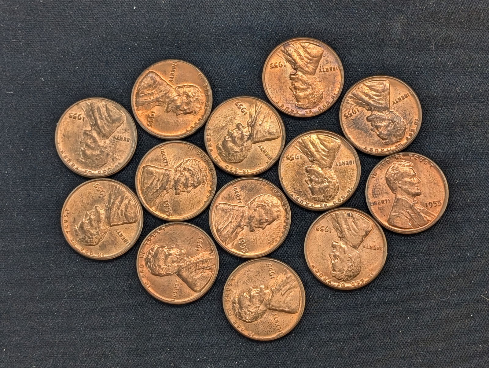 (13) 1955 Lincoln Wheat Cents AU/BU Red (1 of 4)