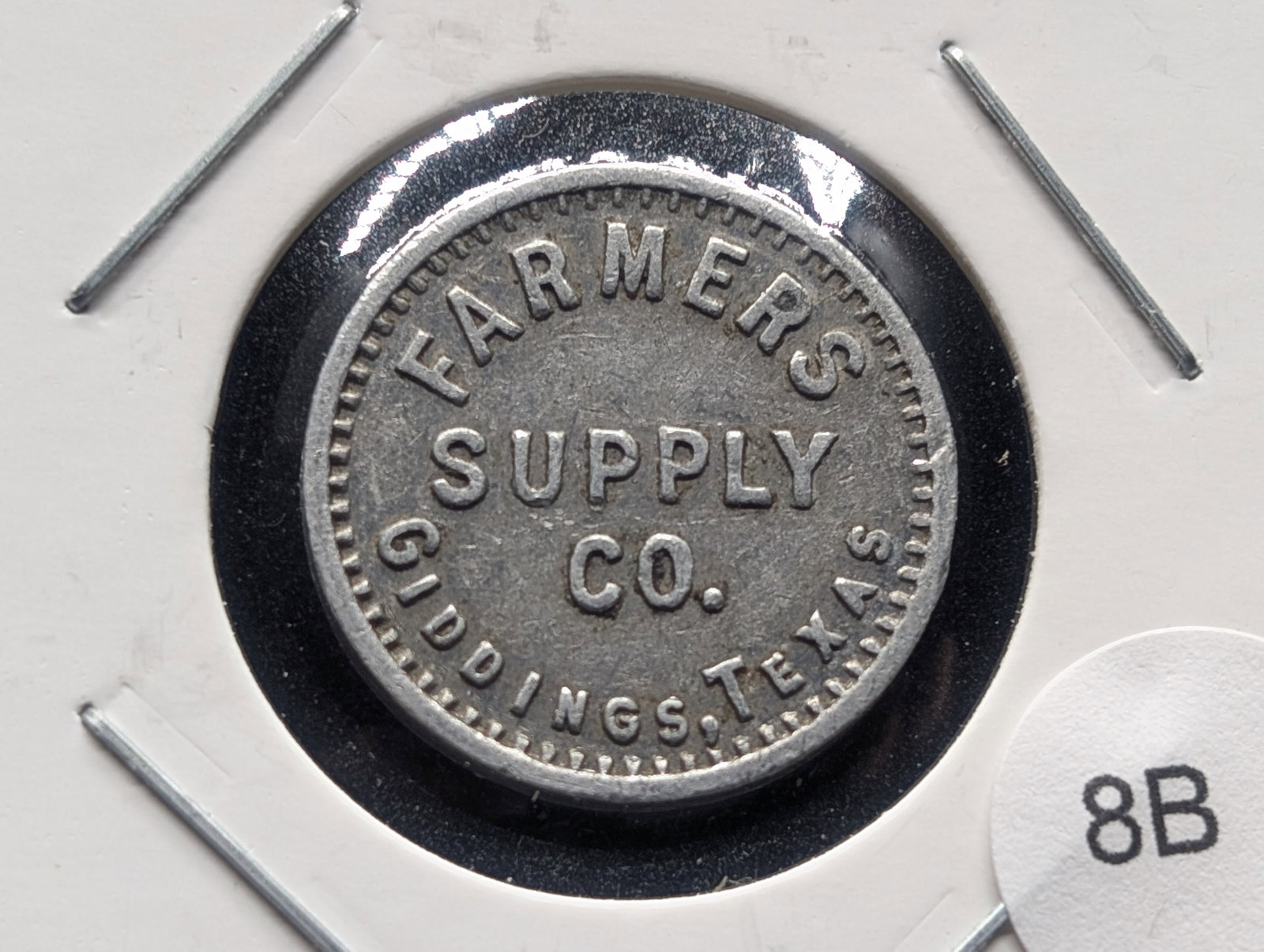 Farmers Supply Co. Giddings, Texas. G/F 5c In Trade.: Farmers Supply Co. Giddings, Texas. G/F 5c In Trade.