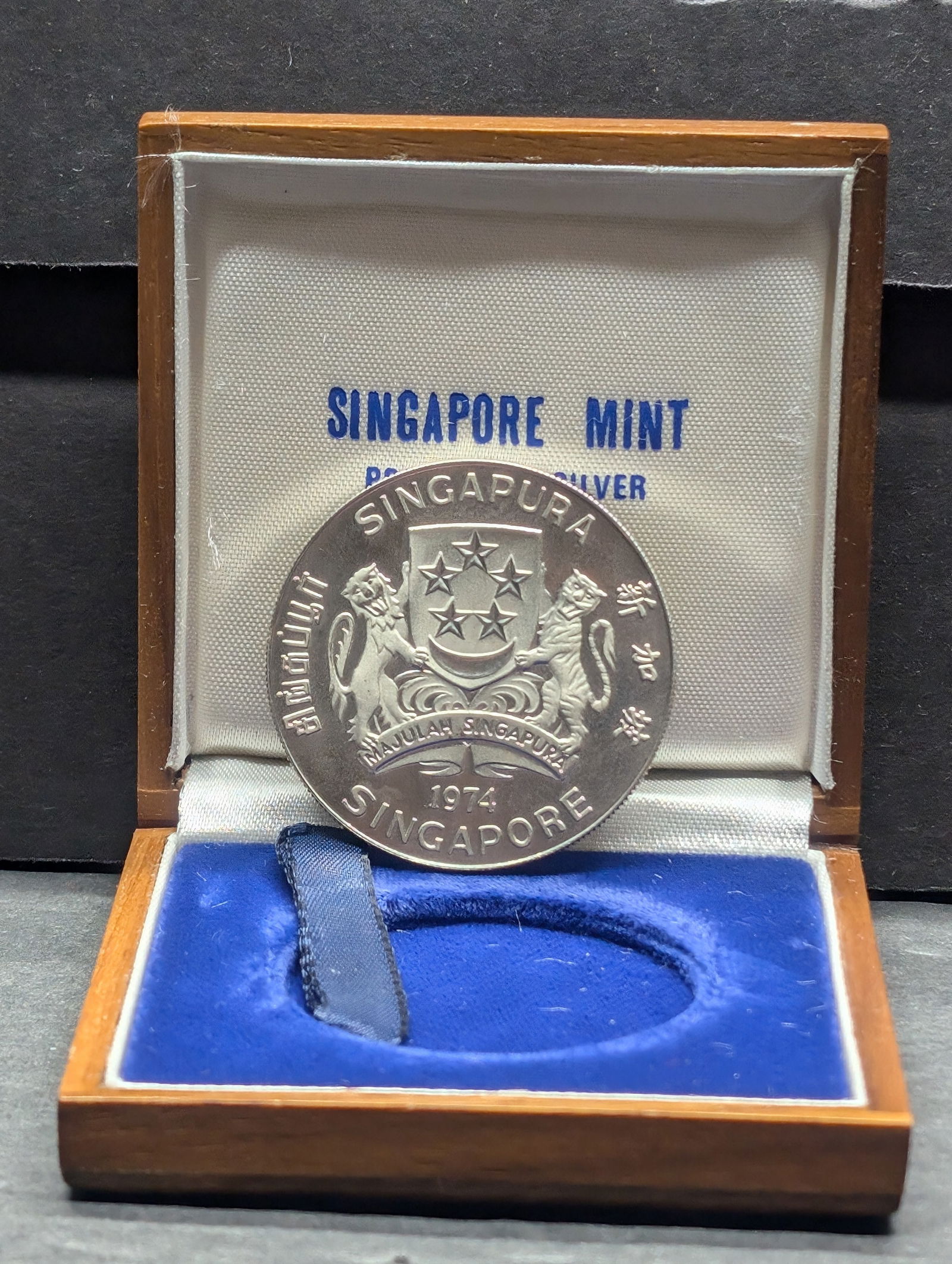 1974 Singapore $10 Silver Proof Coin - 1oz .500 Silver (1 of 3)