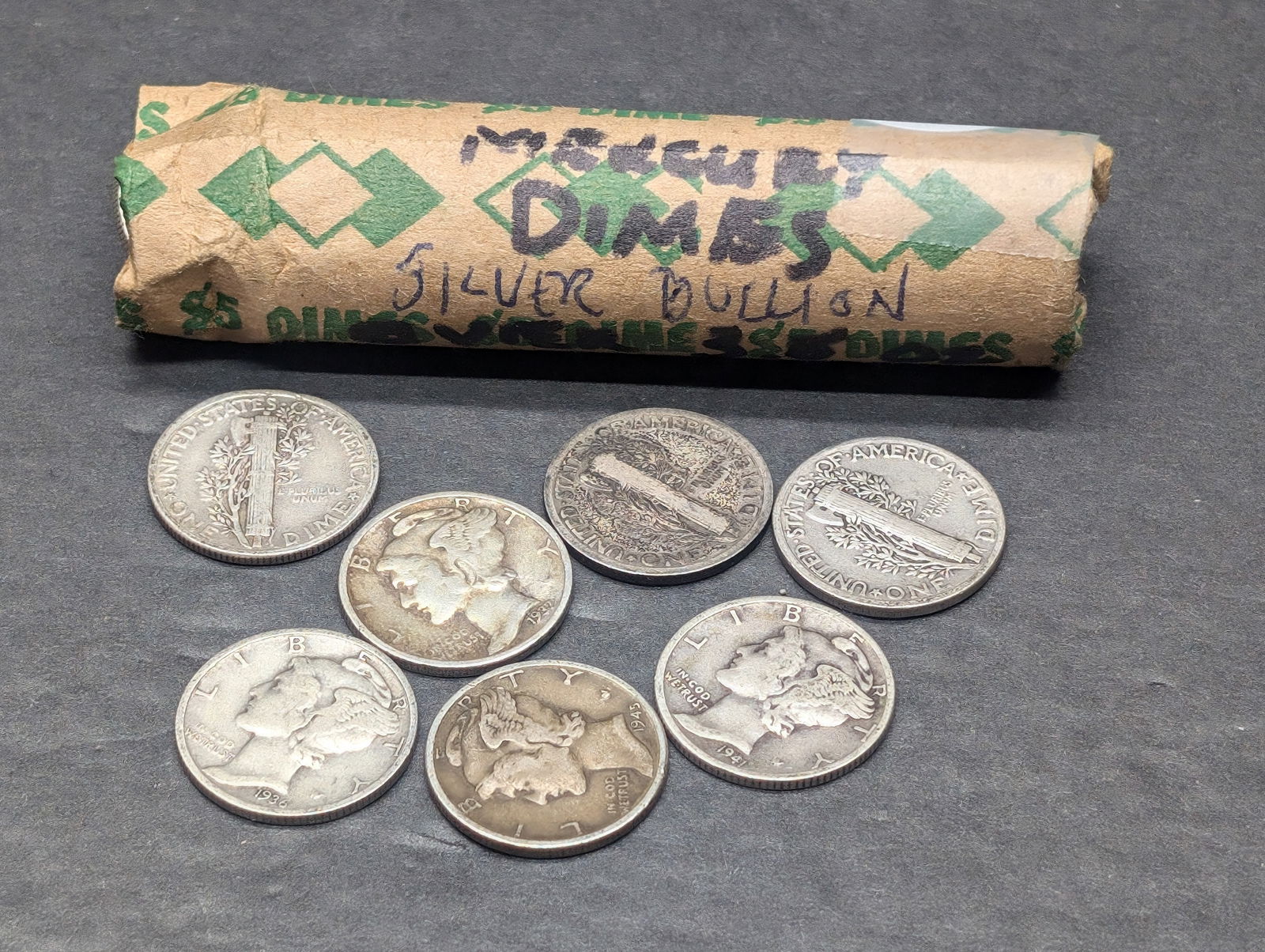 ROLL of Mixed Date Silver Mercury Dimes: ROLL of Mixed Date Silver Mercury Dimes