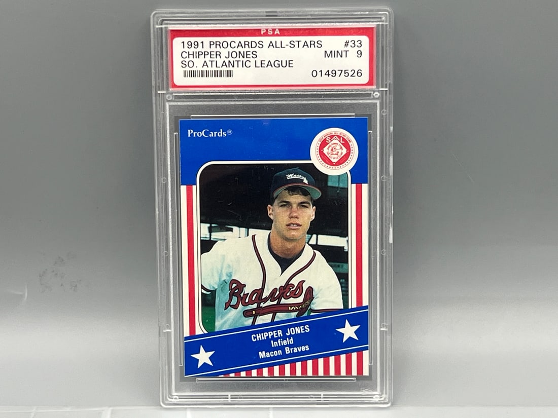 1991 Procards All Stars Chipper Jones SO. Atlantic League Minor League RC #33 PSA Mint 9 (1 of 2)