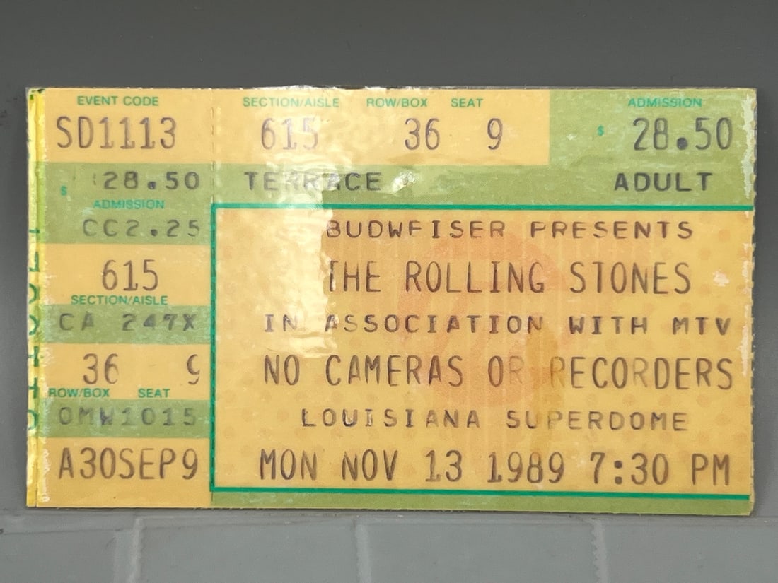 1989 The Rolling Stones Louisiana Superdome Concert Ticket Stub: 1989 The Rolling Stones Louisiana Superdome Concert Ticket Stub