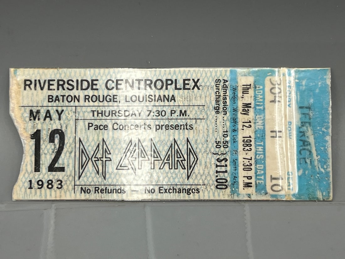 1983 Def Leppard Baton Rouge Concert Ticket Stub: 1983 Def Leppard Baton Rouge Concert Ticket Stub