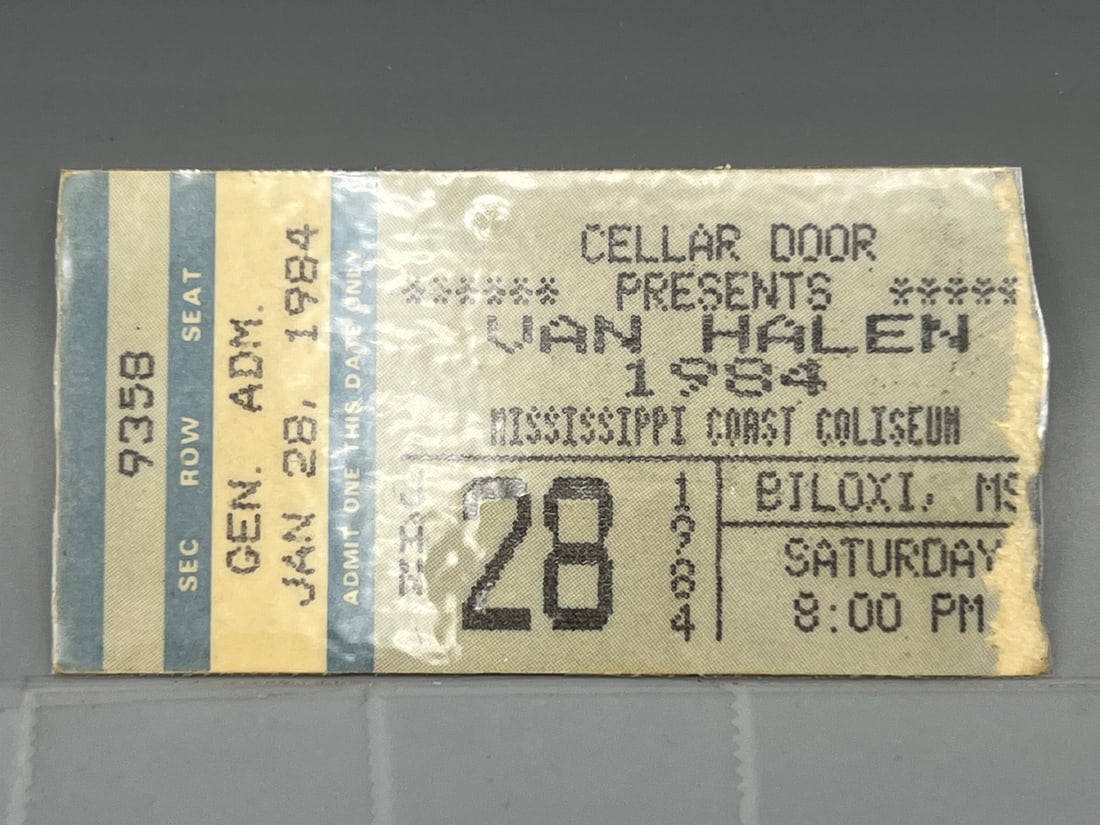 1984 Van Halen Biloxi Concert Ticket Stub: 1984 Van Halen Biloxi Concert Ticket Stub