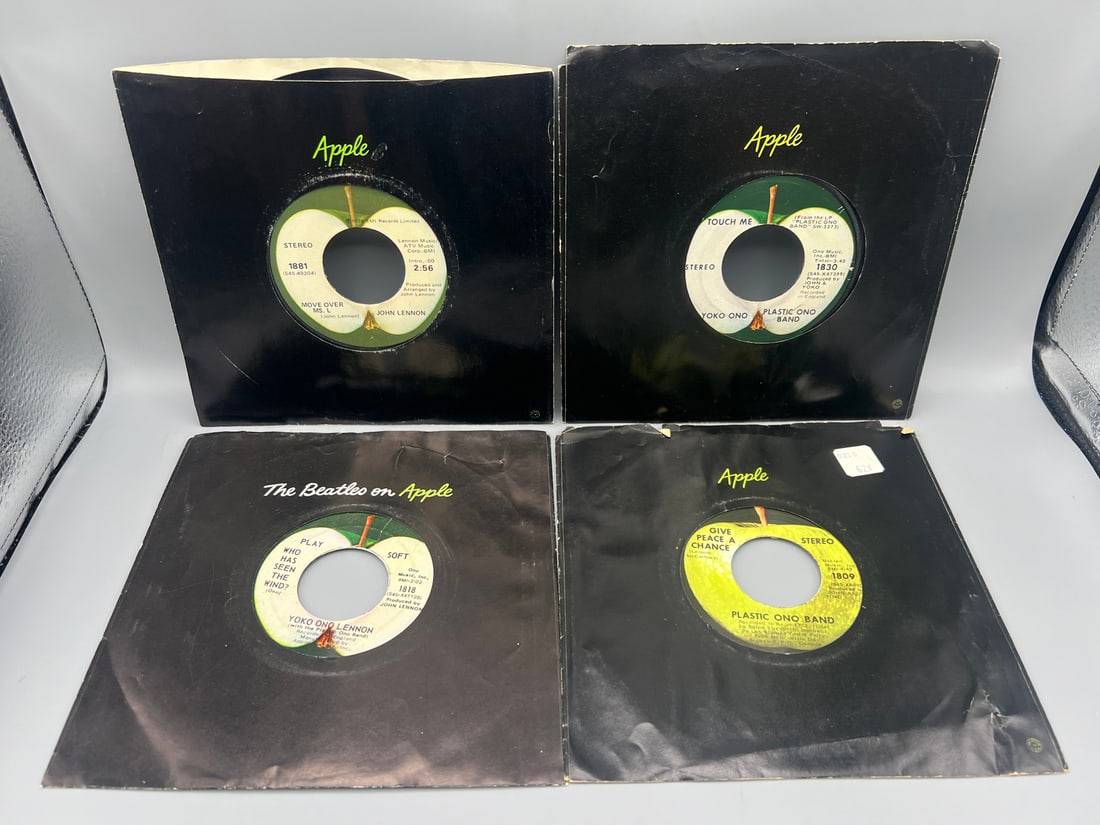 Four (4) John Lennon/Yoko Ono/Plastic Ono 7-inch 45rpm records: Give Peace a Chance (1969), Instant (1 of 4)