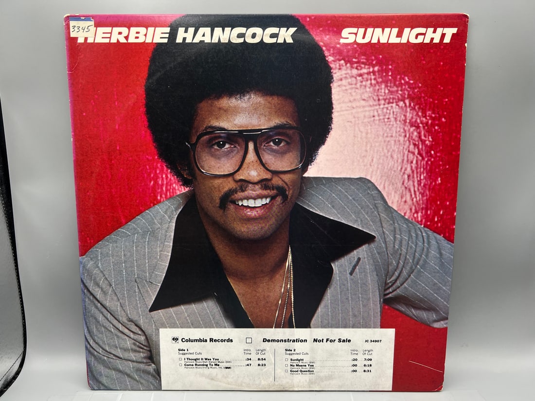 Herbie Hancock: Sunlight (1978), promo label, promo sticker on cover, previous owner catalog sticker: Herbie Hancock: Sunlight (1978), promo label, promo sticker on cover, previous owner catalog sticker on cover