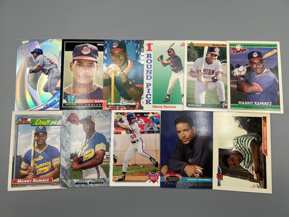 Lot of (11) Manny Ramirez Baseball Cards W/ Many Rookies -1992 Bowman, Stadium Club Dome (1 of 3)