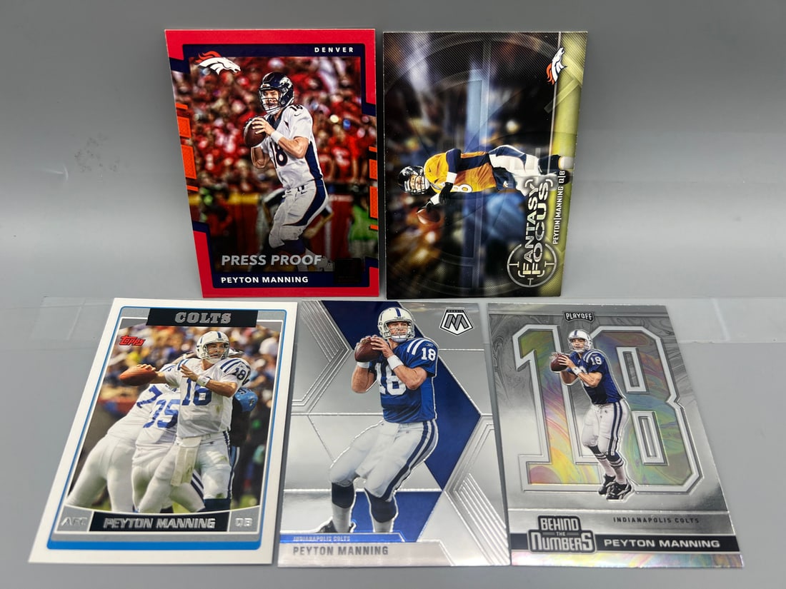 Lot of (5) Peyton Manning Football Cards - Varying Conditions (1 of 2)