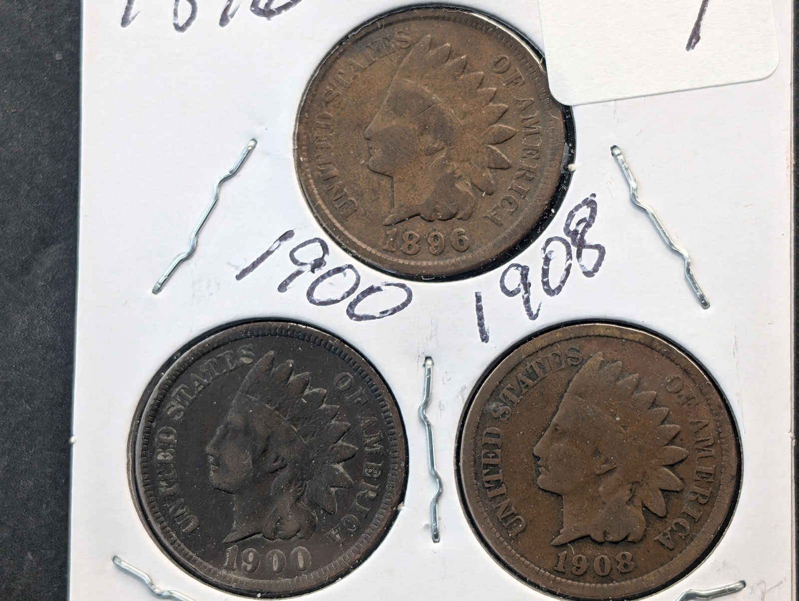 1896, 1900, 1908 Indian Head Pennies