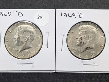 1968-D + 1969-D 40% Silver Kennedy Half Dollars