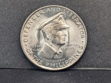 1947-S Brilliant Uncirculated Philippines 50 Centavos 75% Silver Coin.