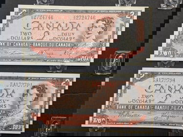 (2) Canada 1954 $2 Notes