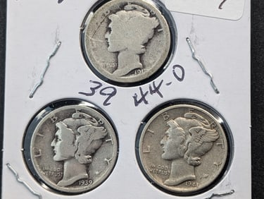 1917, 39, 44-D Mercury Dimes