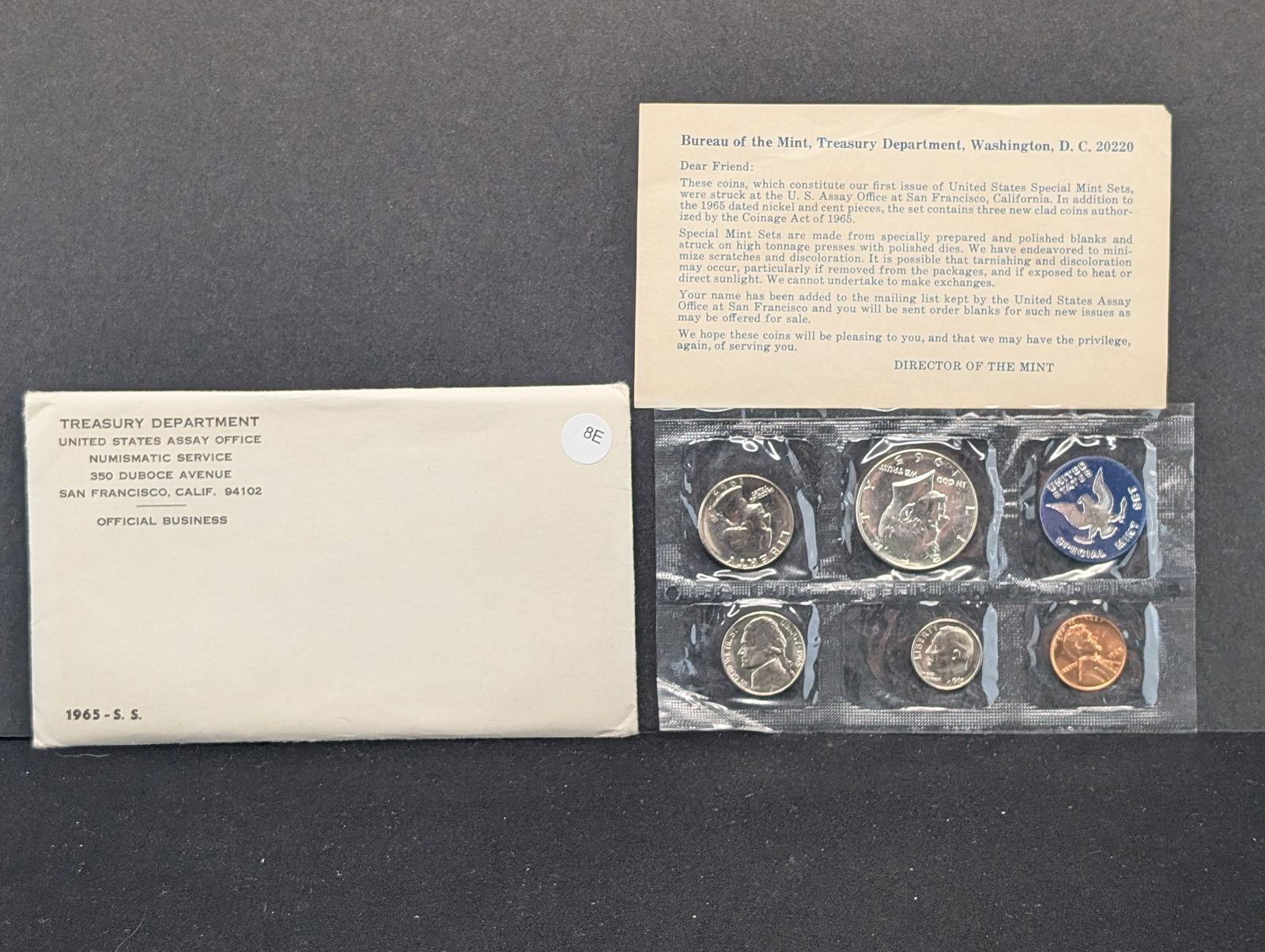 1965 U.S. Special Mint Set- Contains 1965 40% Silver Kennedy Half Dollar (1 of 4)