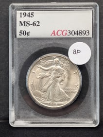 1945 Walking Liberty Half Dollar ACG Slabbed MS62