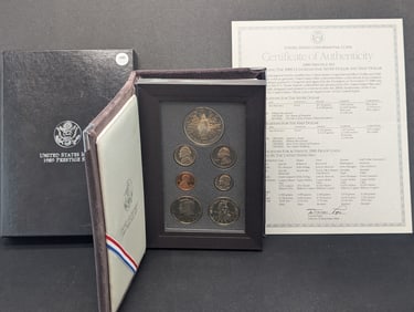 1989-S United States Prestige SILVER 7-Coin Proof Sets With Original Gov't Packaging & COA.