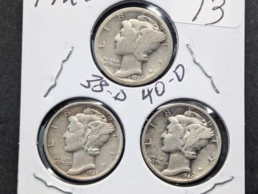 1926, 38-D, 40-D Mercury Dimes