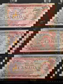 (3) Canada 1974 $2 Notes