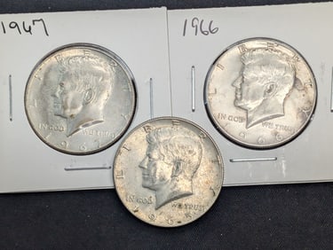 1965, 1966, 1967 40% Silver Kennedy Half Dollars