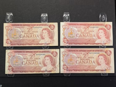 (4) Canada 1974 $2 Notes