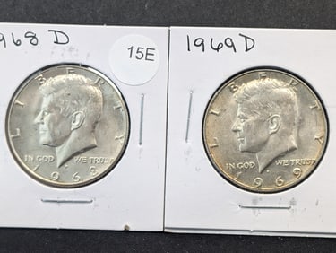 1968-D + 1969-D 40% Silver Kennedy Half Dollars