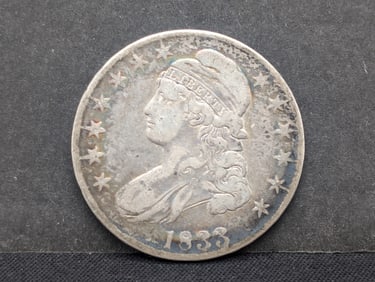 1833 United States Capped Bust Half Dollar.  Early Vintage Type Coin.