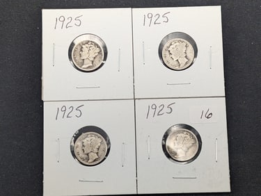 4 -1925 Mercury Dimes