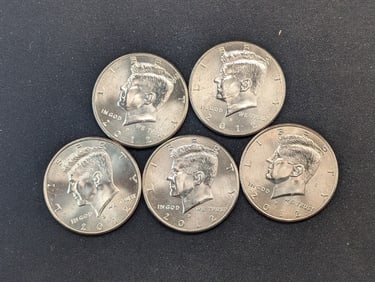 (5) 2012-D Clad Kennedy Half Dollars Uncirculated From Canvas Mint Bag