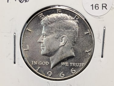 1966 UNC 40% Silver Kennedy Half Dollar