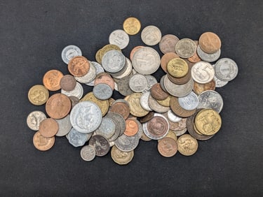 One pound plus of unsearched foreign coins. Nice older mix.