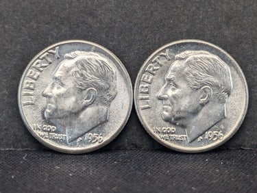1956-P+D UNC 90% Silver Roosevelt Dimes