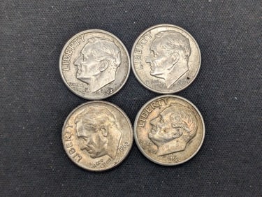 1962-P+D, 1963-D, 1964-P 90% Silver Roosevelt Dimes