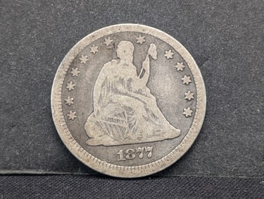 1877-CC United States Seated Liberty Quarter.  Readable Liberty.