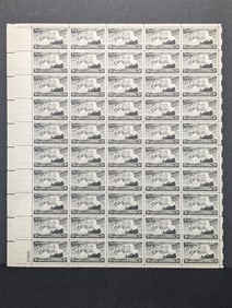 Sheet of 50 Scott 956, Immortal Chaplains with the SS Dorchester sinking. Mint with full gum. 1948.