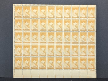 Sheet of 50 Scott 969, Gold Star Mothers. Mint with full gum. 1948.