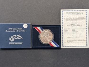 2009-P Uncirculated Louis Braille Bicentennial Silver Dollar