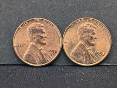 (2) 1958/7-D Red UNC Lincoln Wheat Cents