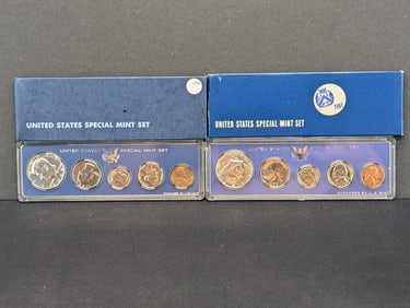 1966 1967 United States 5-Coin Special Mint Set With Original Government Packaging.  10 Coins.