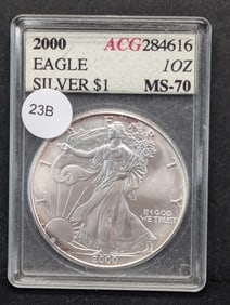 2000 American Silver Eagle ACG Slabbed MS70