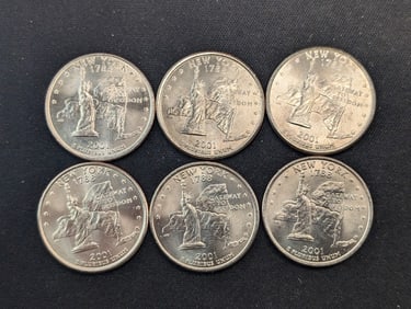 (6) 2001-P New York State Quarter ERRORS- MS