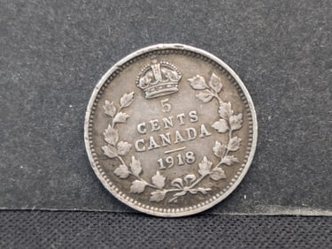 1918 Canadian 5 Cent- 92.5% Silver