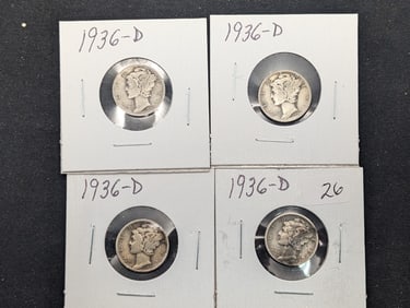 4- 1936-D Mercury Dimes