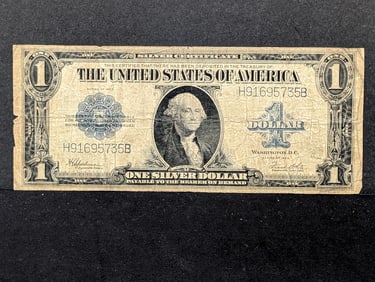 1923 $1 Large Sized Blue Seal Silver Certificate.  George Washington Portrait.